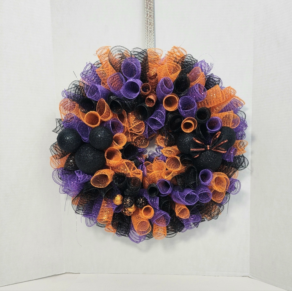 Disney Inspired Festive Halloween Wreath - Purple, Orange, Black